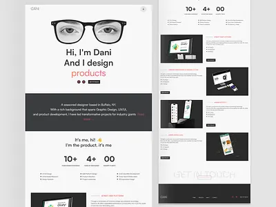 Dani's Portfolio - WordPress website animations black and white theme gradient hero section illustrations personal branding personal website portfolio website ui ux design web design webflow website website animations website design