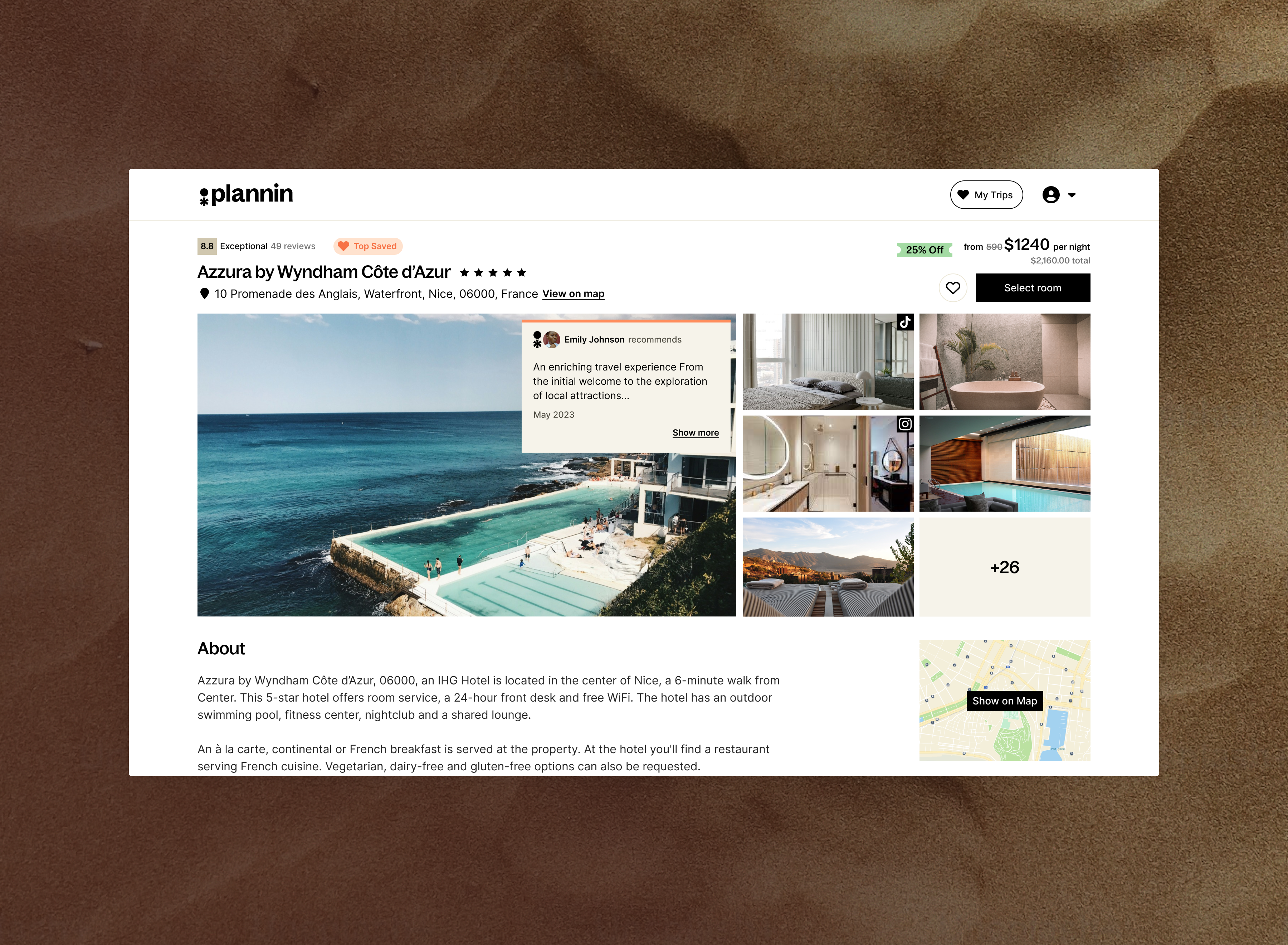 Plannin Hotel Page booking interface digital travel interface design product design responsive design travel app travel design travel platform travel portal ui user experience ux web design