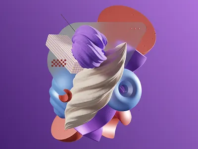 Tactile Abstraction - 3D Model 3d 3d abstract art 3d art 3d composition 3d design 3d shapes 3d visual abstract art colorful colorful design composition creative creative art geometric gradient graphic design illustration modern modern art purple gradient