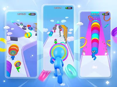 Mobile casual game screens for stores 3d 3d design app store aso aso design casual game casual game design designer gamedev game design game marketing game screenshots game ui google play graphic design marketing design mobile game