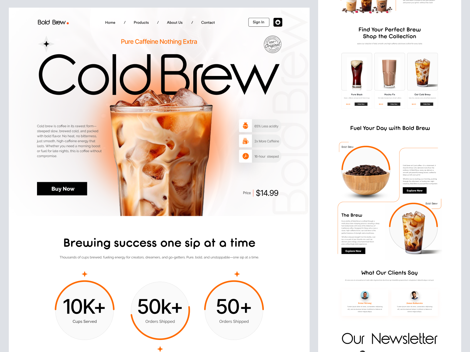 🥤 Bold Brew – Cold Coffee eCommerce Website Concept branding clean coffee cold coffee design designer homepage landing landing page modern shopify shopify designer shopify store store ui web web design web designer website website design