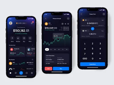 Flox - Crypto Wallet Mobile App analytics bitcoin btc coin crypto crypto dashboard dark mode design eth management market mobile app ui ui kit ux wallet