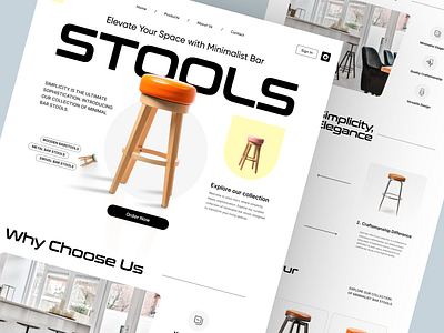 🪑 Stoolmart – Bar Stool eCommerce Website Concept branding clean design e commerce ecommerce furniture homepage interior landing page modern shopify shopify designer shopify store shopify website development store ui web web design website wooden furninture