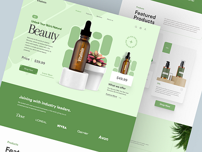 🌿 Vitamin – Skincare eCommerce Website Concept beauty branding cosmetic design e commerce ecommerce homepage landing landing page shopify shopify designer shopify developer shopify store shopify website design store store ui ui vitamen web design website