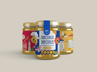 Honig aus Hamburg branding graphic design honey honey bottle illustration packaging vector vector illustration