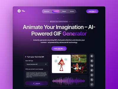 AI GIF Generator - Landing Page 2025 ai 2025 trend ai design ai generator web ai trend ai web ai website dark mode darkmode darkmode light darkmode trend design trend landing page darkmode light darkmode lighting darkmode ui design trend web darkmode