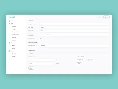 Admin Web Interface UI/UX My Profile cabinet design name nickname profile settings ui ux web web design website