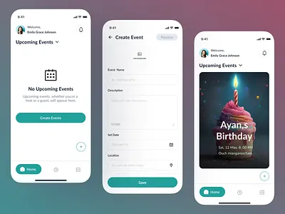 EventEase – Birthday Event Flow advance design app design clean ui event event app figma graphic design minimal design task app tranding app ui ui design uiux user friendly ux