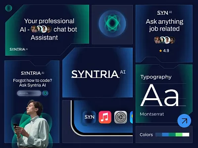 SYNTRIA - AI Chat Bot Brand Concept agency ai application branding business chat company corporate dark design guideline illustration logo mode platform software technology ui vector