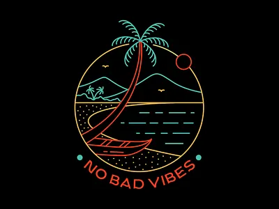 No Bad Vibes 3 apparel beach boat branding california good vibes hawaii holiday illustration nature ocean print on demand quotes sea summer surfing t shirt design travel tropical vacation