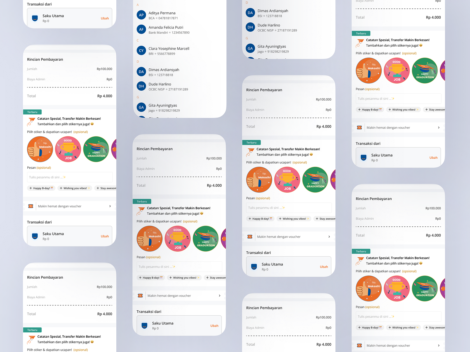 Personal Messages & Stickers in Money Transfer (Banking App) by Bena on ...