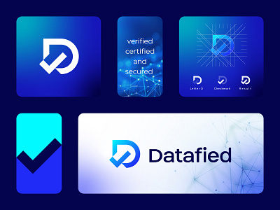 Datafied - D + Checkmark logo bold check mark logo cyber security d letter logo data analytics digital platform geometric logo design logo designer logos minimal minimal logo modern modern logo saas platform start up logo tech logo technology verified logo visual identity
