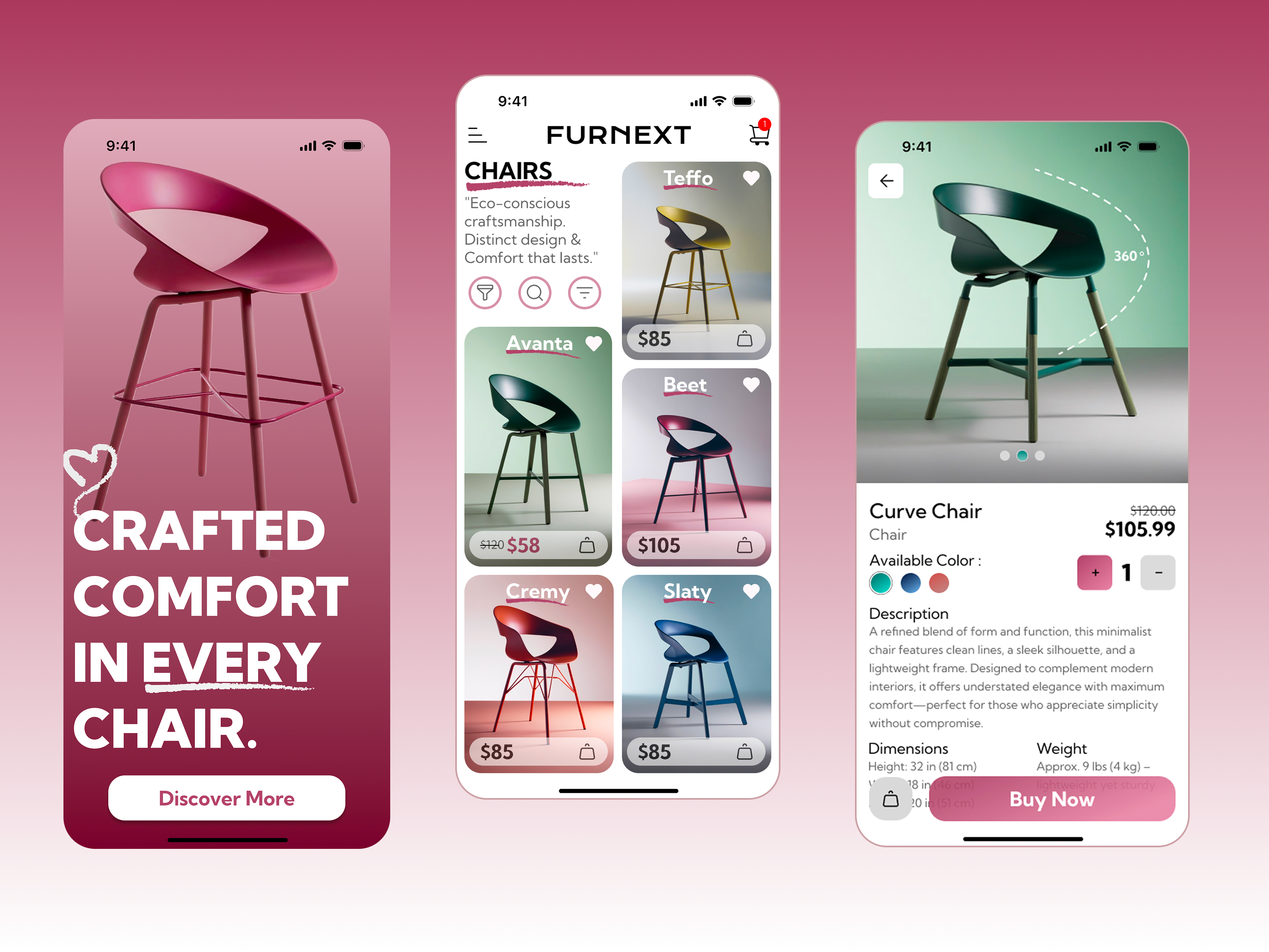 FURNEXT – Luxury Furniture App UI modern app design