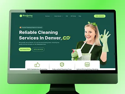 Blue Spring Cleaning Landing page bento blue booking cleaning connect electricity featured service handcraft home home service landing page mechanic plumber professionals repair search web tertimonials uiux web design website