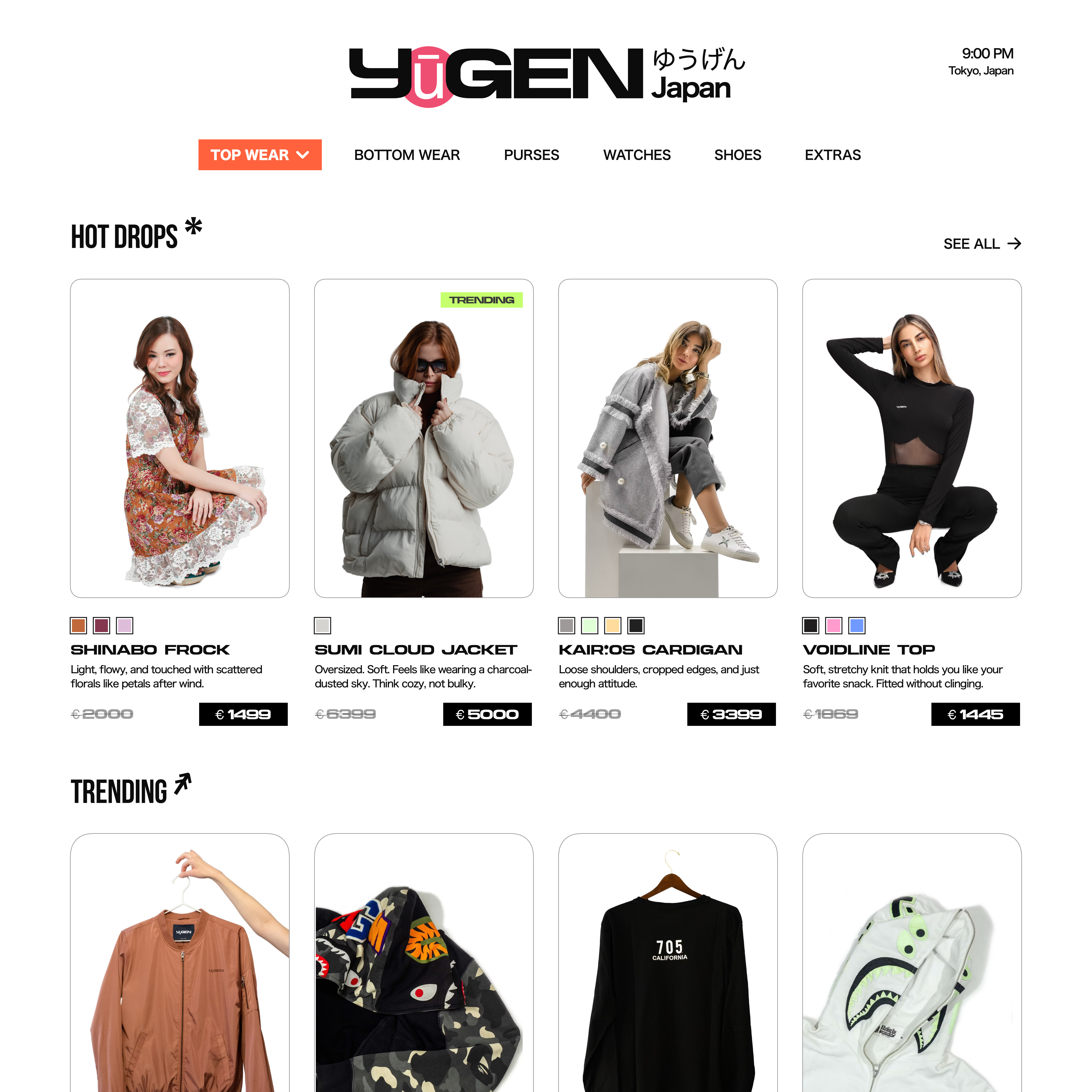 A Fictional Fast Fashion Japanese Apparel Brand clean gen z graphic design minimalist ui