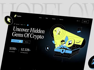 ShopFlow - Crypto Website Landing Page animation crypto dark design exchange graphic design home page illustration interaction landing page logo design motion graphics staking ui uix web web design web3 website website design