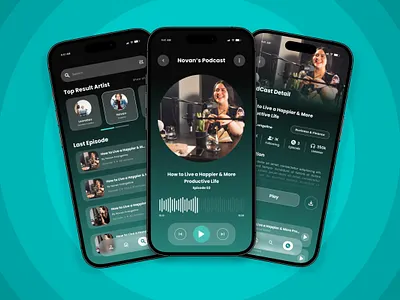 Halupod - Modern Podcast App UI Design app application apps audio design discovery illustration layout mobile modern navigation podcast streaming tech ui ux