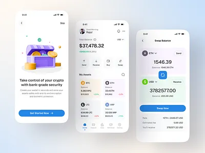 Crypto Wallet App UI Design app design app ui bank app crypto crypto app crypto currency crypto wallet crypto wallet app finance app mobile app mobile app design trading app ui ui design uiux user interface