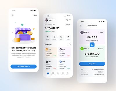 Crypto Wallet App UI Design app design app ui bank app crypto crypto app crypto currency crypto wallet crypto wallet app finance app mobile app mobile app design trading app ui ui design uiux user interface