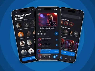 Wavepod - Minimalist Podcast Streaming App UI Kit app application apps audio design discovery illustration layout mobile modern navigation podcast streaming tech ui ux