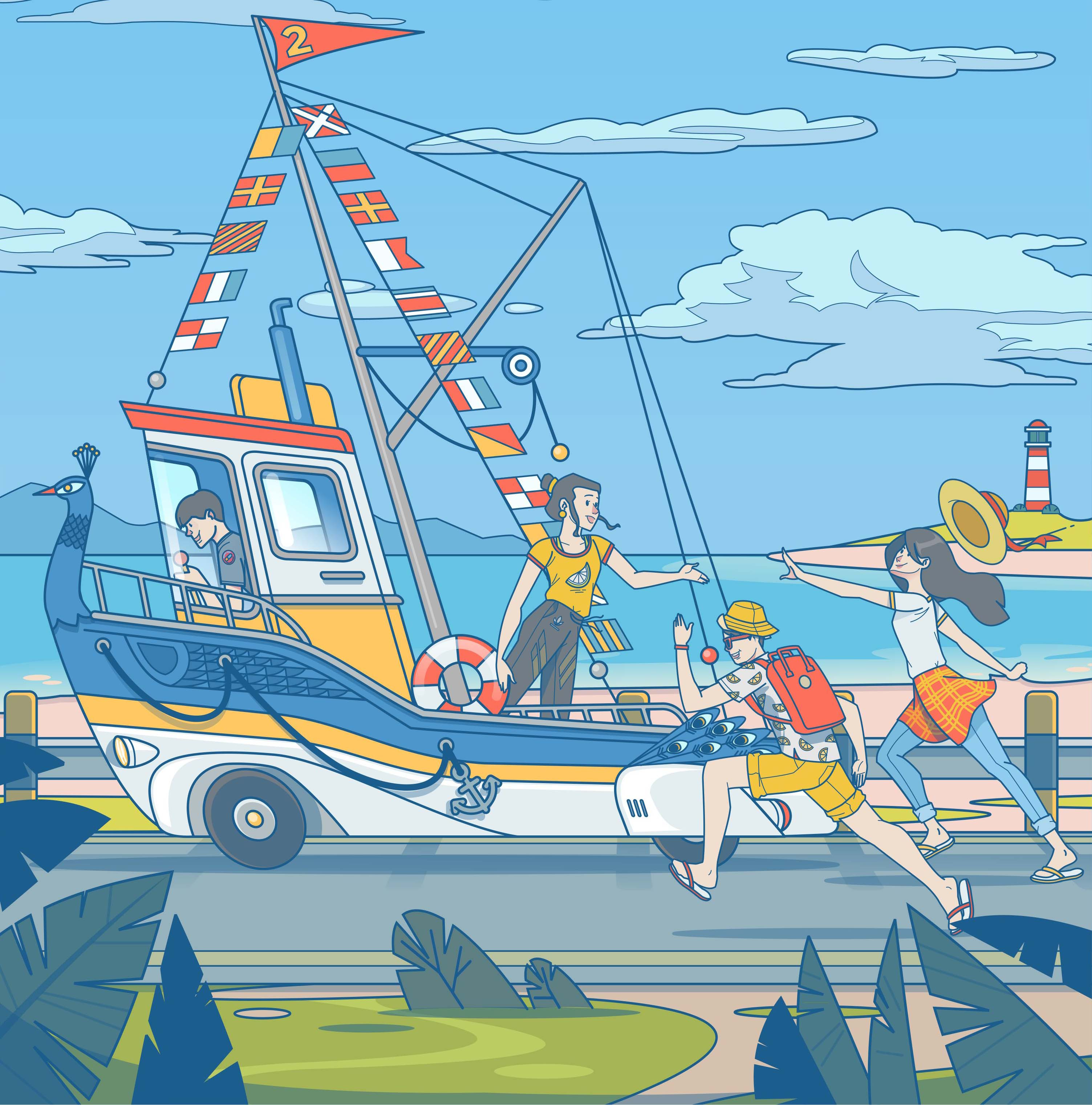 Same Boat Different Class graphic design illustration summer