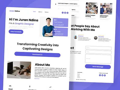 Juran Ndina - Creative Portfolio Landing Page for Designers application apps creative design graphic design illustration landing layout minimalist modern page portfolio ui ux