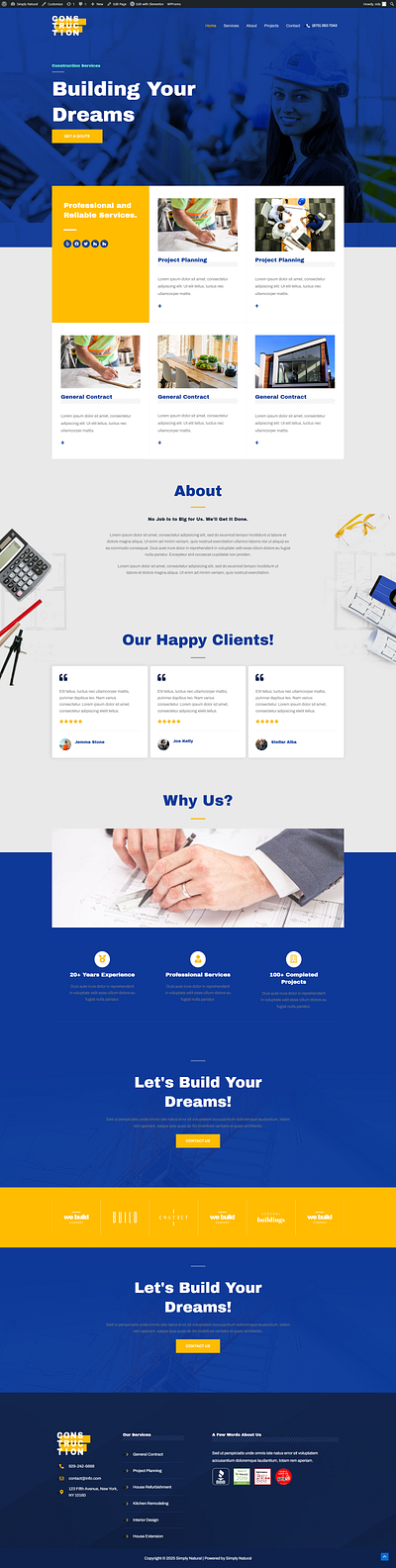 Construction Website astra theme construction contruction website elementor web development wordpress wordpress website