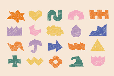 Crayon ABSTRACT shapes abstract brush childish color crayon figure illustration modern organic pencil shape texture