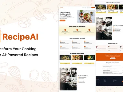 Recipe Landing Page — RecipeAI Landing Page Design! aigeneratedrecipesui airecipegeneratorlandingpage creativedesign designinspiration foodrecipelandingpage landingpagedesign landingpageui recipeai recipeailandingpagedesign recipelandingpage recipelandingpagedesign recipeslandingpage uiuxdesign webdesign