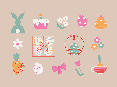 Abstract EASTER abstract bunny clipart cute easter egg holiday illustration simple spring