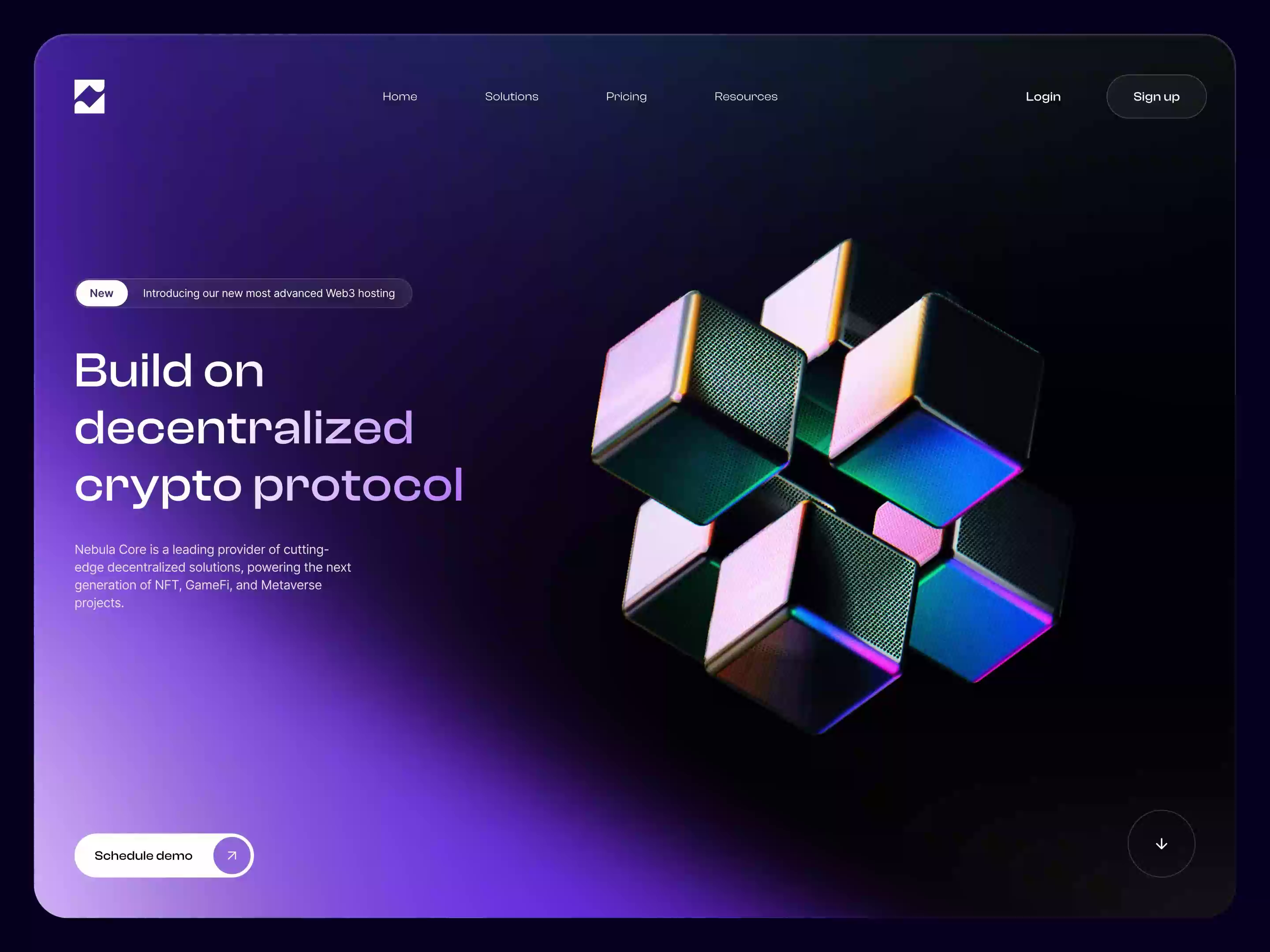 Example of Web3 crypto hero section 3d motion design