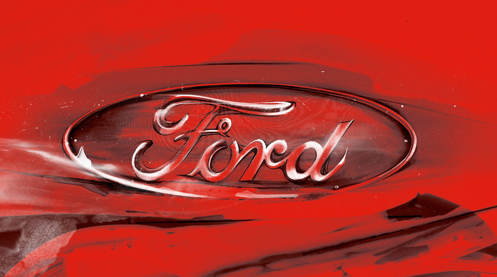 Ford - Dark Horse drawing ford geometric illustration red textured