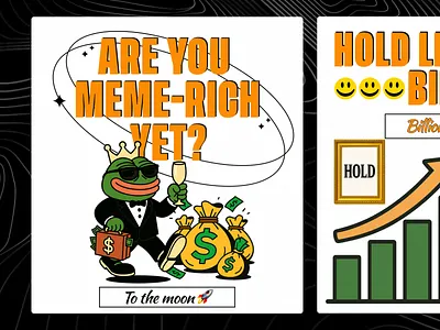 Banner for crypto meme token $Pepe the Billionaire 2d art artwork branding cryptocurrency graphic design illustration instagram meme meme coin pepe post solana token trend twitter