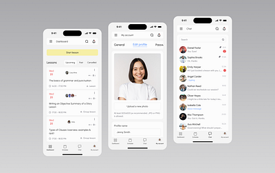EdTech platform. Mobile app — TutorMatch calendar chat dashboard edtech education figma design ios design learning app messages mobile app my account reminders saas saas dashboard saas platform schedule settings student tutor web app