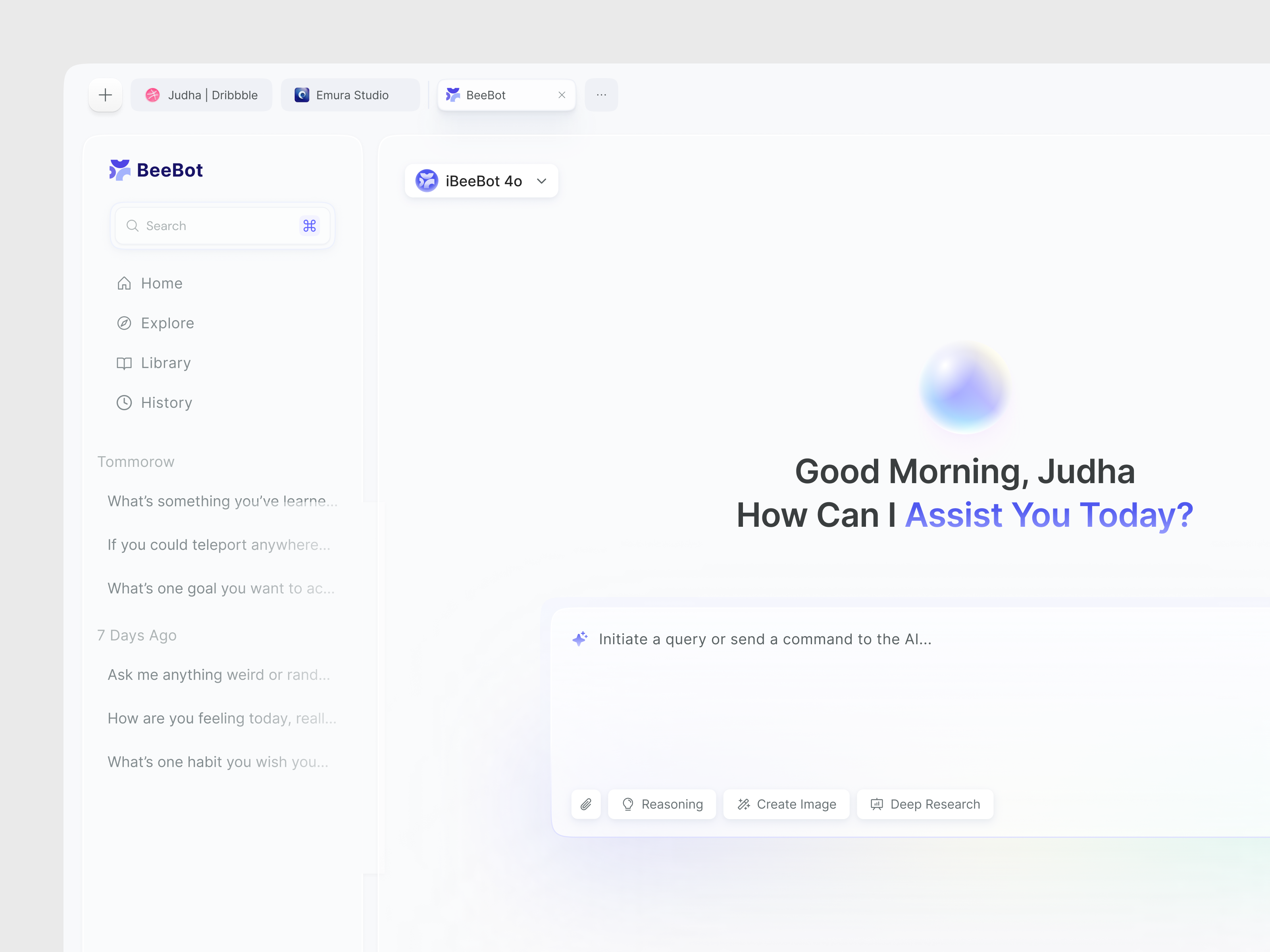 BeeBot 🐝 — AI Chat Bot ai ai assist ai assistant ai consultant artificial intelligence assistant bot chat bot chatbot chatbot ui chatgpt chatgpt app emura judha mobile saas siri speaking interaction virtual assistant voice design