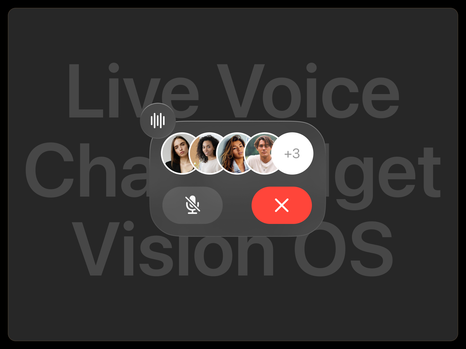 Live Voice Chat Widget - Vision OS Style apple call design live activity meeting modal transperent ui ux video call vision os voice call voice chat widget