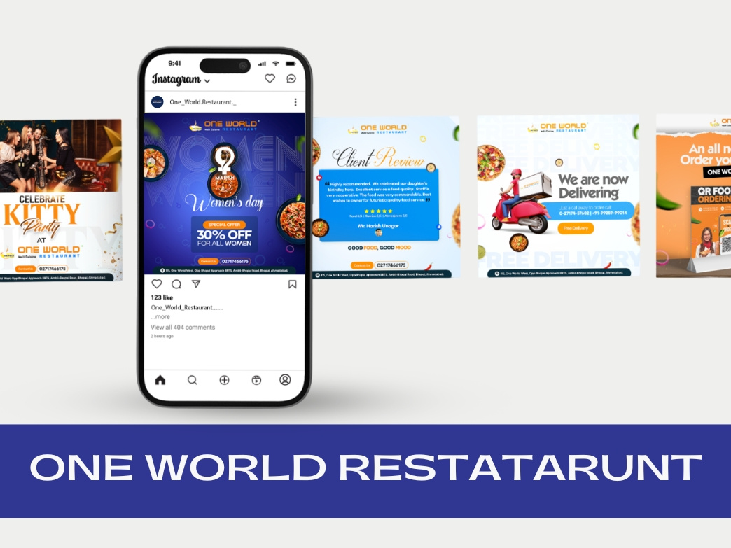 One World Restaurant - Post Design animation branding design graphic design illustration logo motion graphics photoshop post design