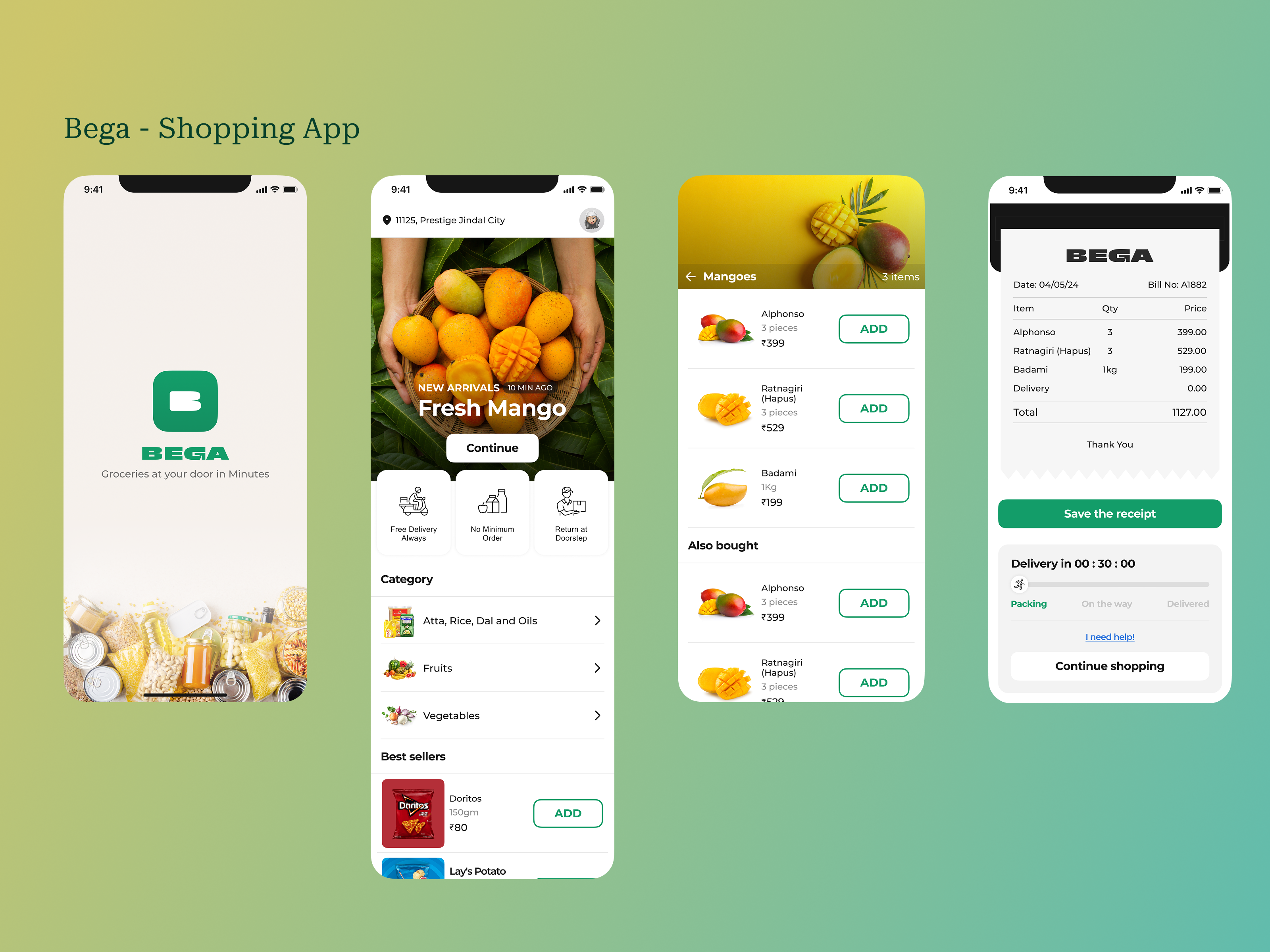 Bega - Quick commerce | Mobile App android app branding commerce design e commerce ios mobile product quick shopping shot ui
