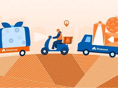 Ahamove Services branding design illustration