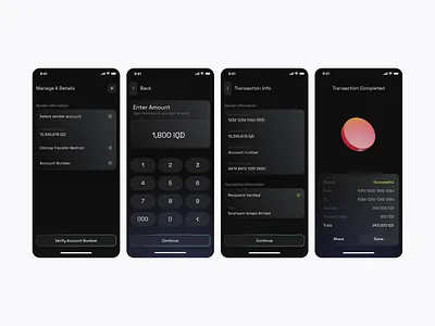 Money Transfer banking dark fintech ios money transaction ui