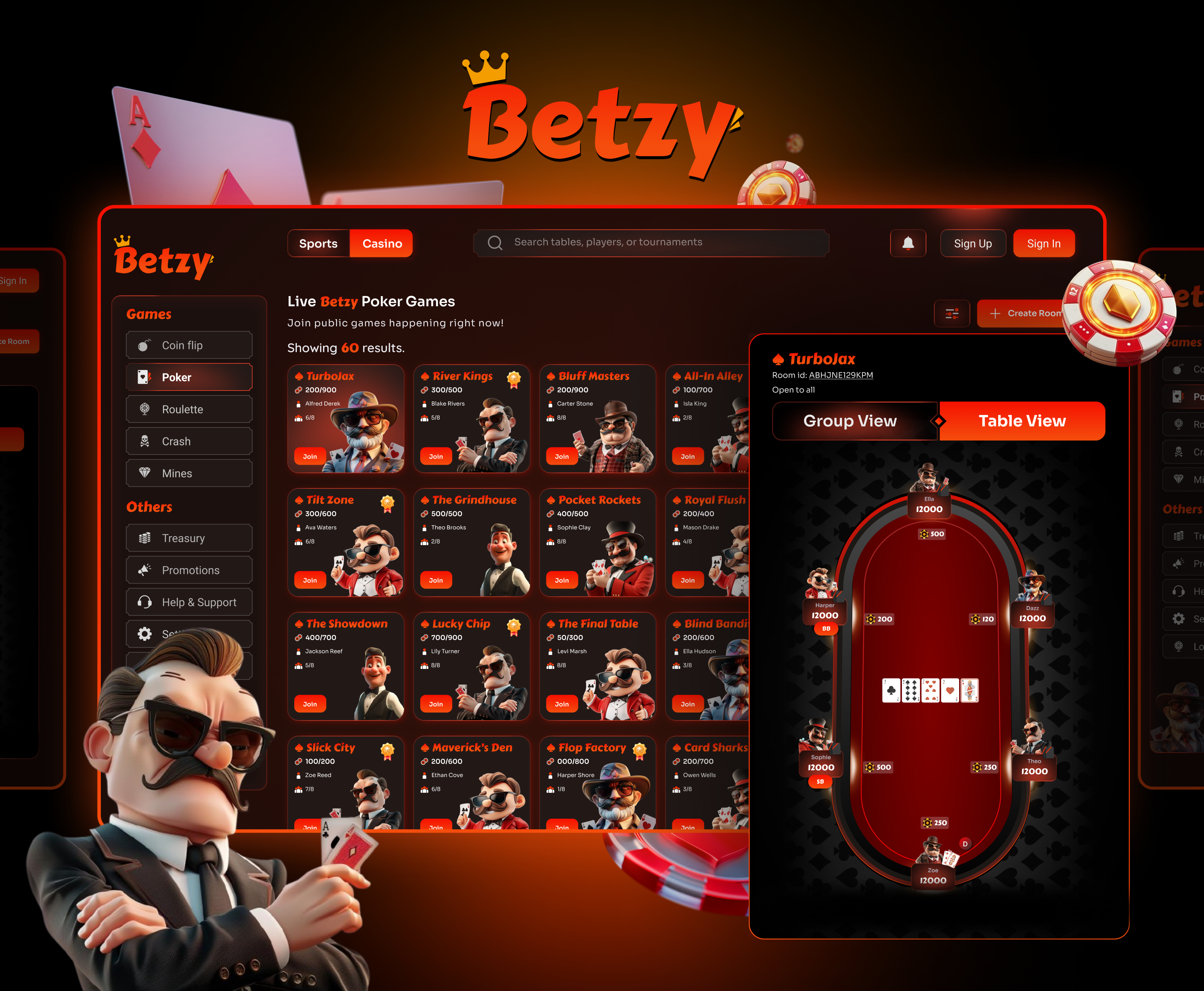 Poker UI – Sleek Design for Live Play & Tournaments 3d 3d elements betting casino concept design design inspiration gambling poker ui trends