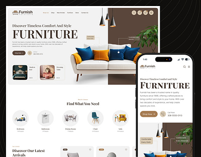 Furniture Web & Mobile Responsive UI Design design e commerce figma furniture furniture ui design mobile responsive photoshop product design responsive design ui uiux ux web design