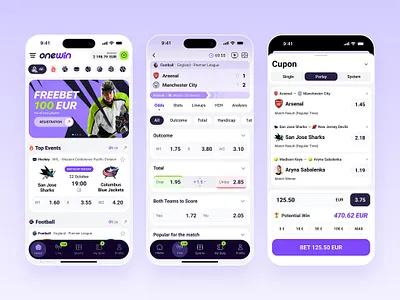 Sports Betting Mobile App iOS 🎾 app bet betting casino design figma free gambling interface ios live mobile product sport sports ui ux