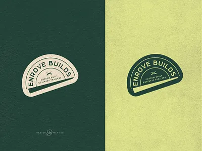 Enrove Builds Logo – Custom Trailer Brand Identity all terrain badge branding badge logo brand identity brand strategy builder brand enrove builds green color palette logo design outdoor branding
