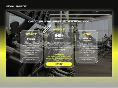Gym price cards cards design figma ui uiux ux web