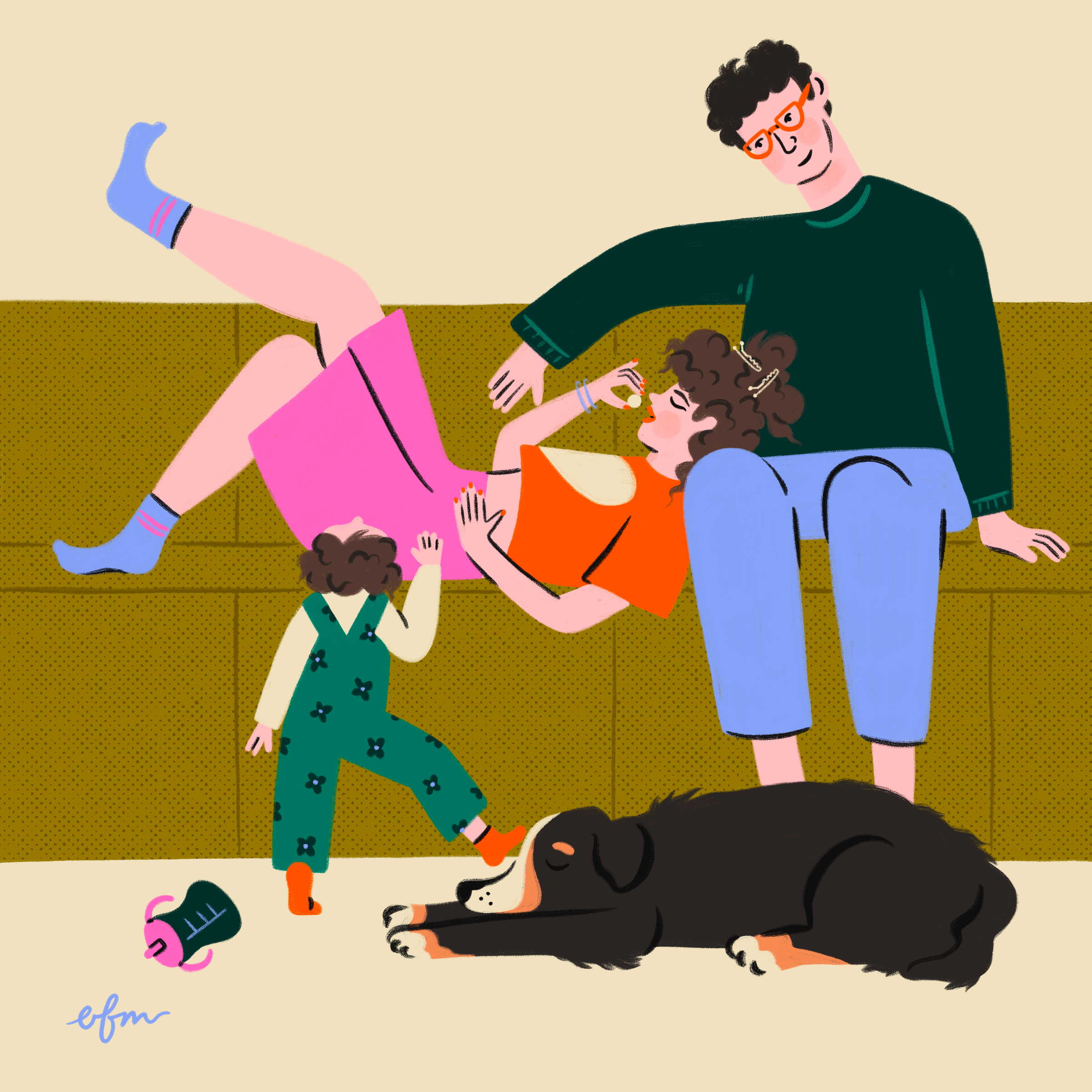 Family Time design family hand drawn illustration illustrator kid mother motherhood parents people procreate