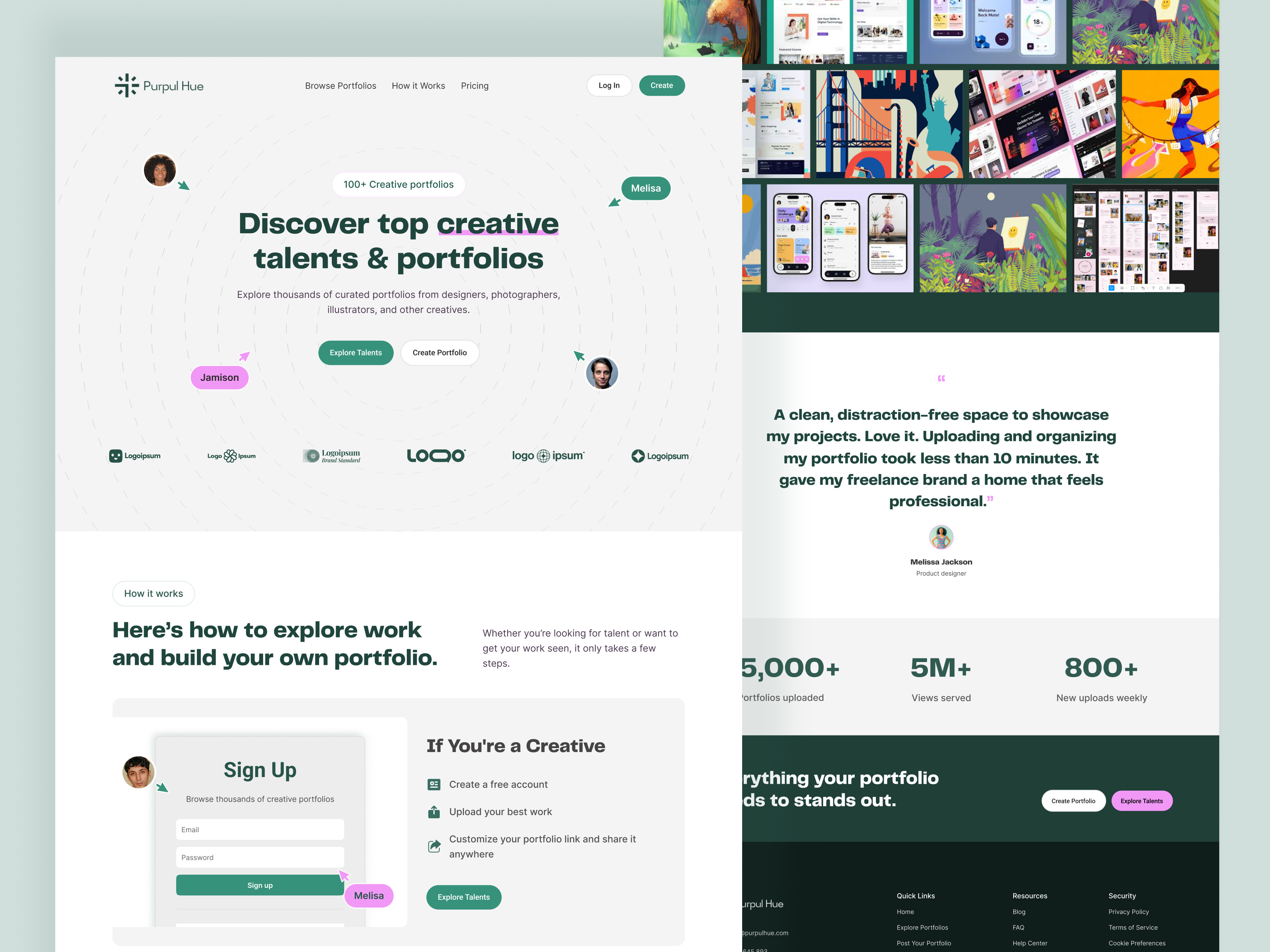 Minimal Portfolio Platform for Creatives to Showcase their works animation graphic design ui