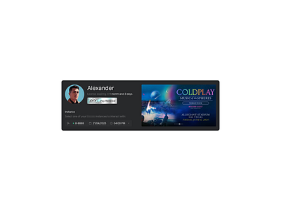 Ticketing platform. coldplay concert dark mode design software ticket ui ux