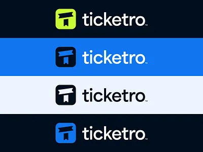 Ticketro™ Primary Logo + Color Ways app brand identity branding color concerts event managment events logo logo design mark nft saas sports symbol ticketing tickets web3