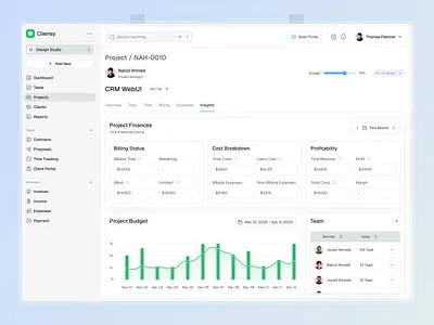 Cliensy - Project Insights Dashboard UI Design branding dashboard design illustration landingpage logo project projectdashboard projectmanagement saas task ui uidesign uiux web webui